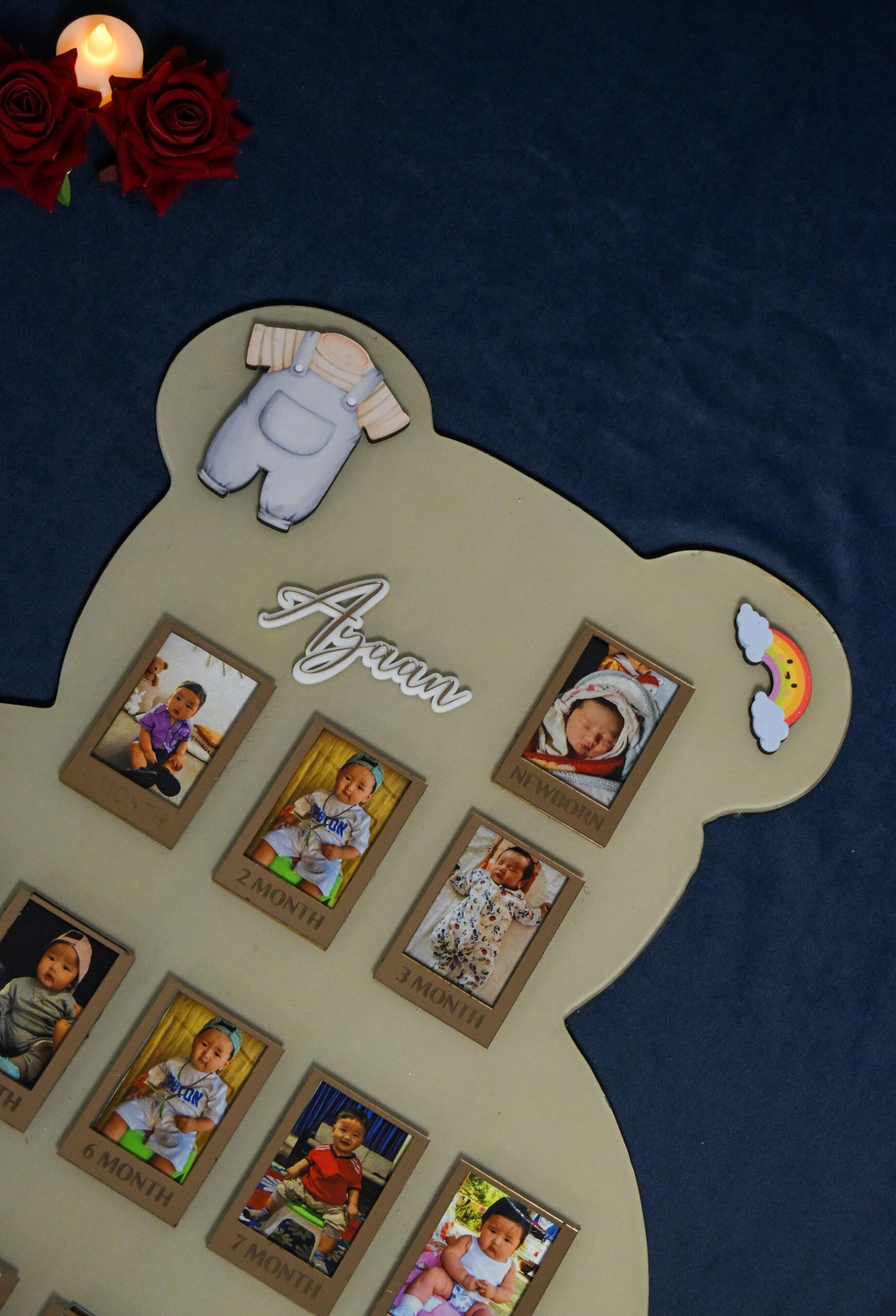 Teddy Baby Photo Board Ice Blue,Maroon,Beige - Image 3