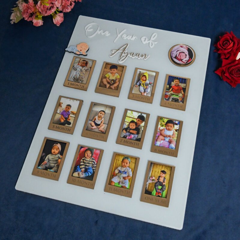 Rectangular Baby Photo Board Ice Blue,Maroon,Beige