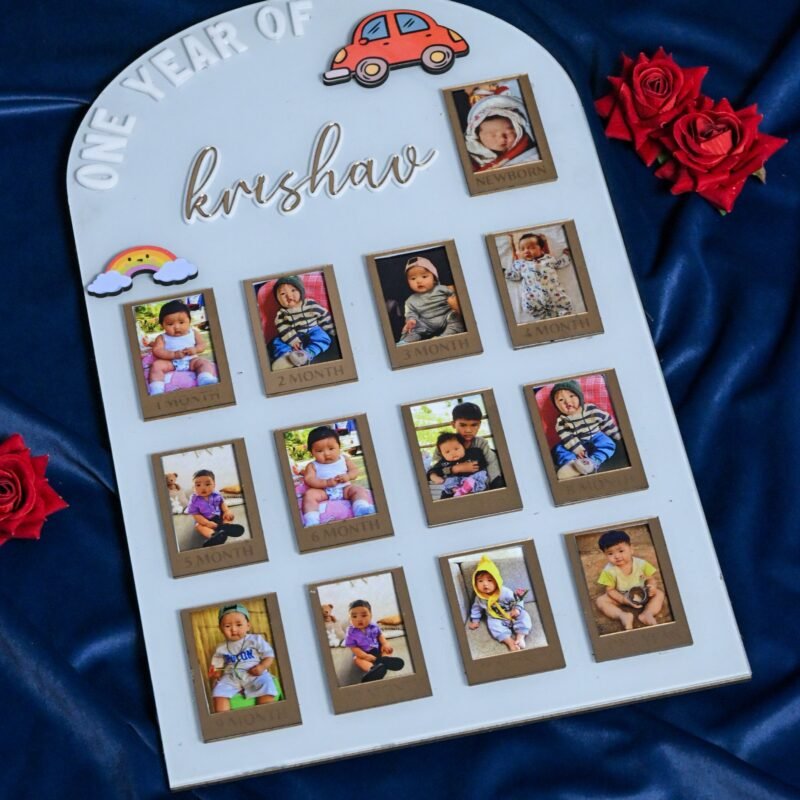 Arch Baby Photo Board Ice Blue,Beige,Maroon