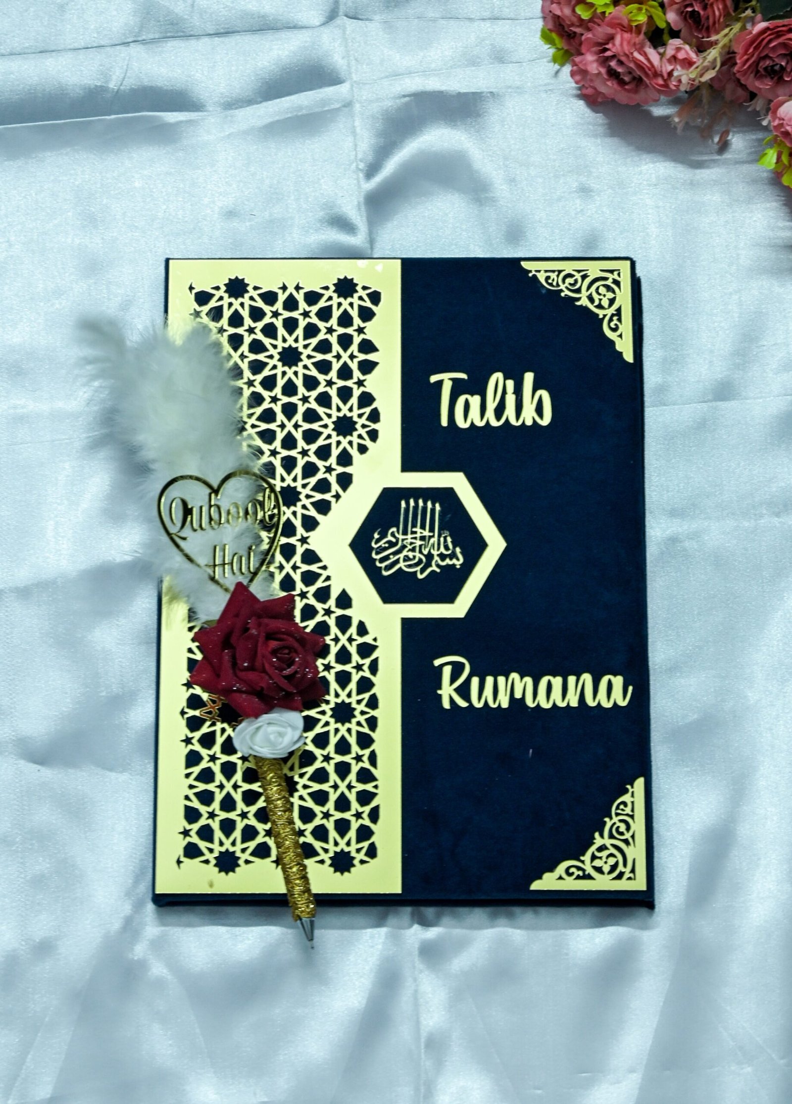 Star Design Nikah Nama Red,Navy Blue